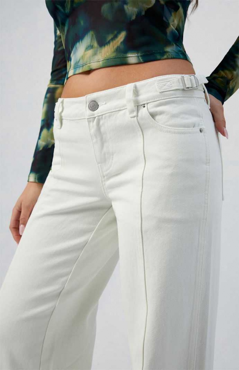 Pantalones PacSun White Paneled Low Rise gy Mujer Indigo | MFDZA7961