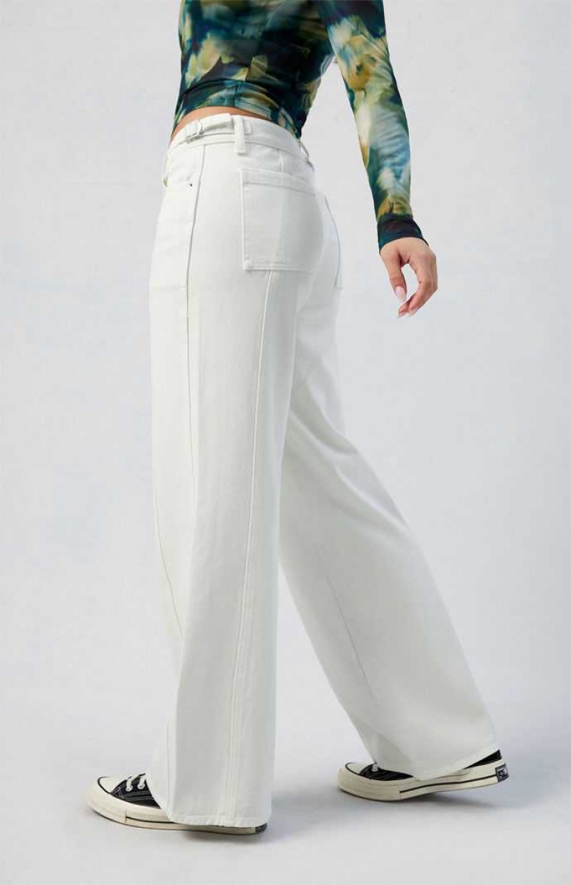 Pantalones PacSun White Paneled Low Rise gy Mujer Indigo | MFDZA7961