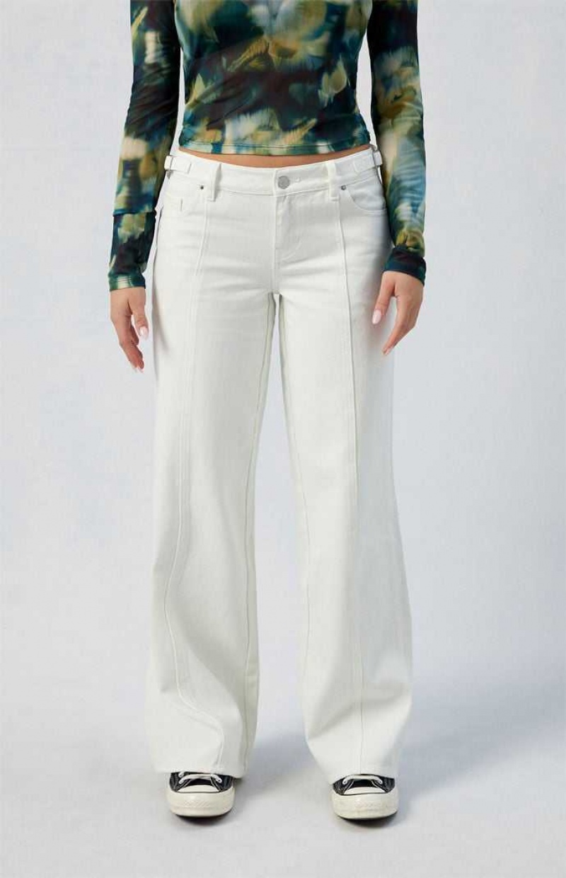 Pantalones PacSun White Paneled Low Rise gy Mujer Indigo | MFDZA7961