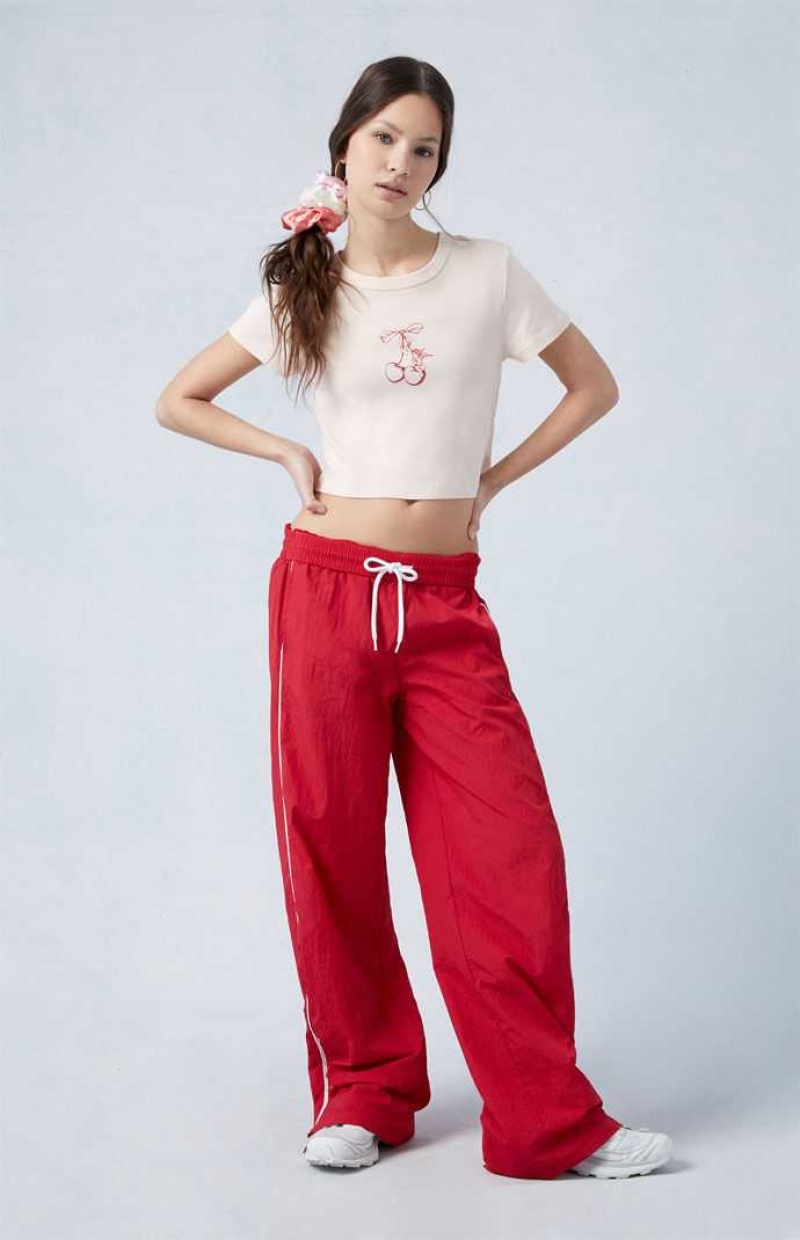 Pantalones PacSun Zip Up Pista Mujer Rojas | RJQIB1543