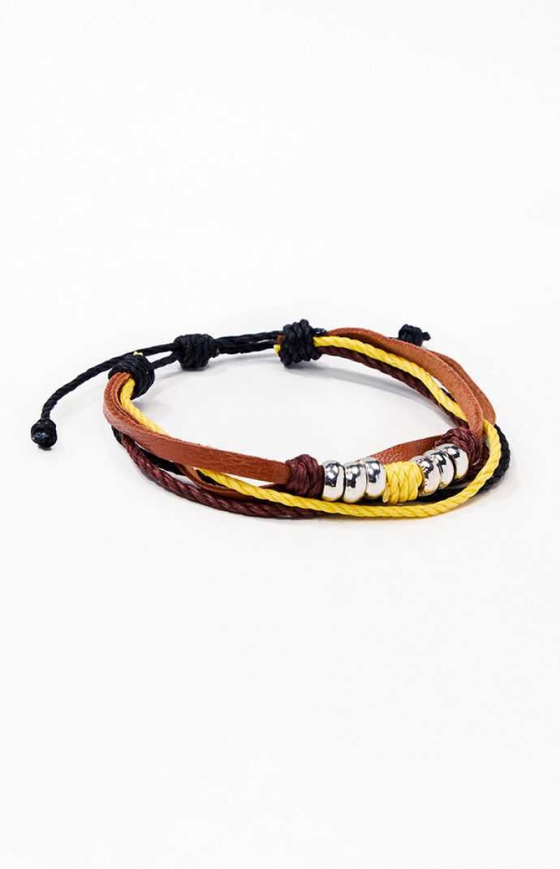 Pulseras PacSun Cuero Beaded Hombre Multicolor | LJWYF4123