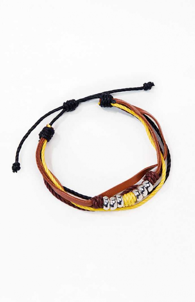 Pulseras PacSun Cuero Beaded Hombre Multicolor | LJWYF4123