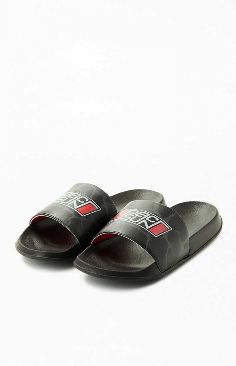 Sandalias PacSun Classic Chanclas Hombre Negras Rojas | YBUCS8096