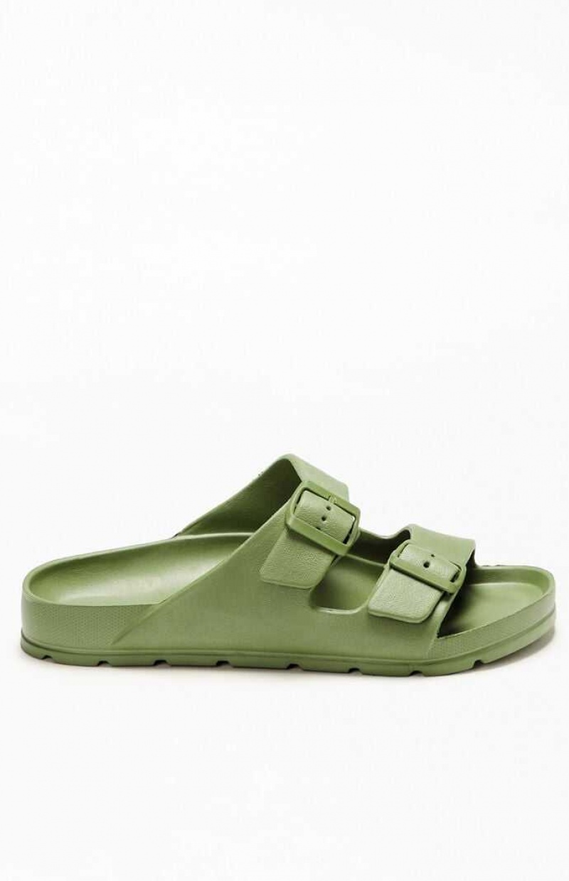 Sandalias PacSun Women\'s Hebilla Correa Mujer Verde | UZVHB8570