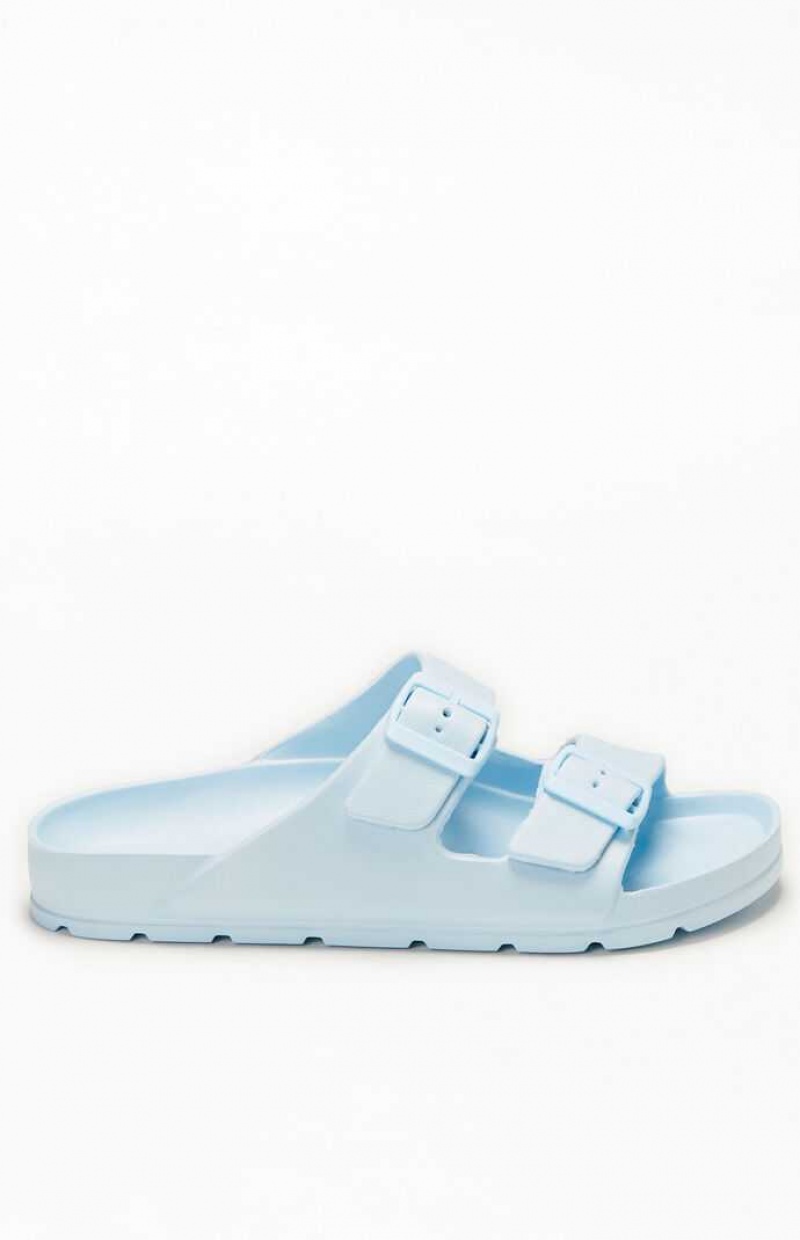 Sandalias PacSun Women\'s Hebilla Correa Mujer Azules Claro | JZVKE8136