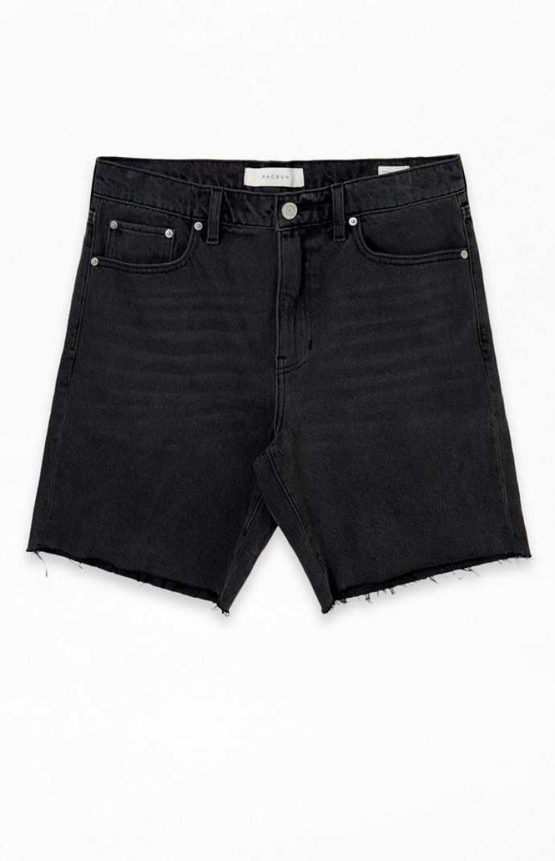 Short PacSun Black Denim Cutoff Hombre Negras | OGQZU8607