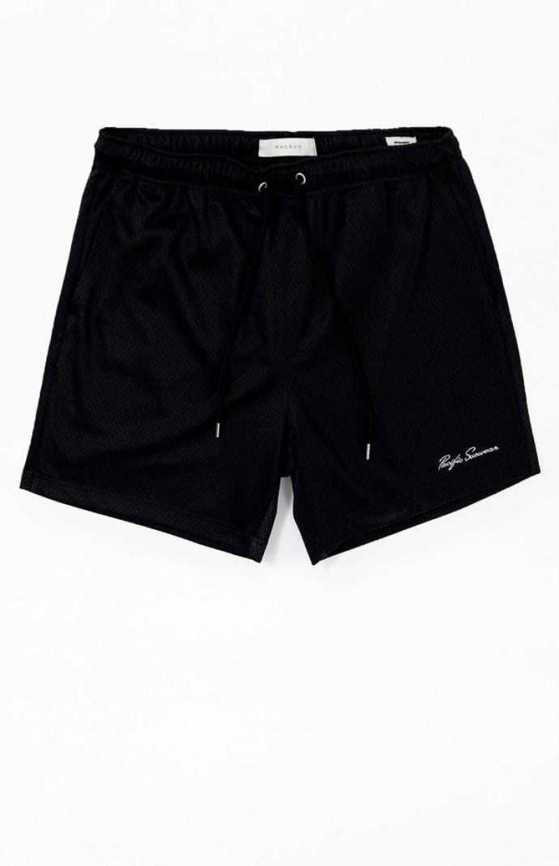 Short PacSun Black Mesh Basketball Hombre Negras | KDCBX7256