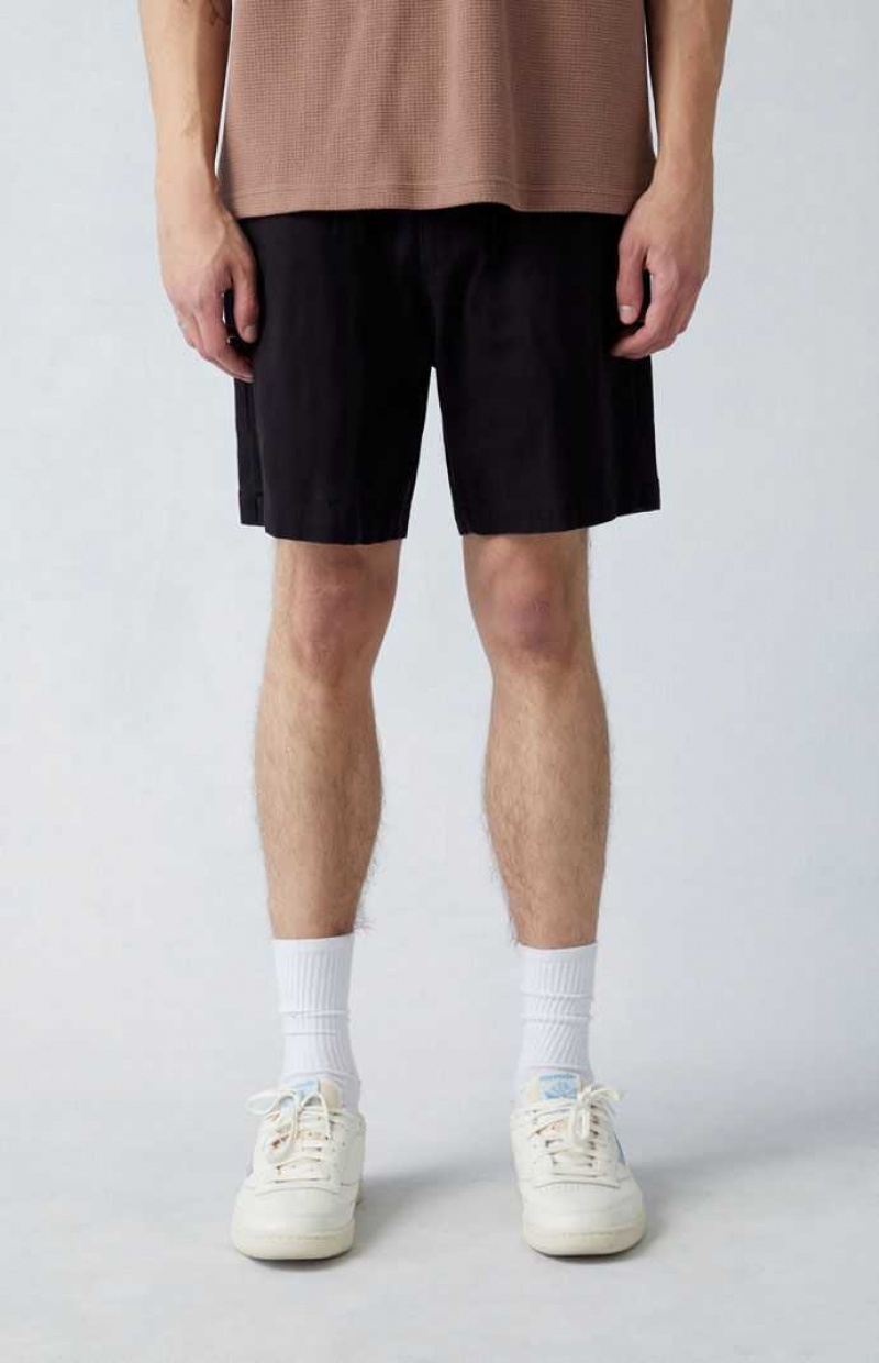 Short PacSun Black Twill Volley Hombre Negras | XJIUF8140