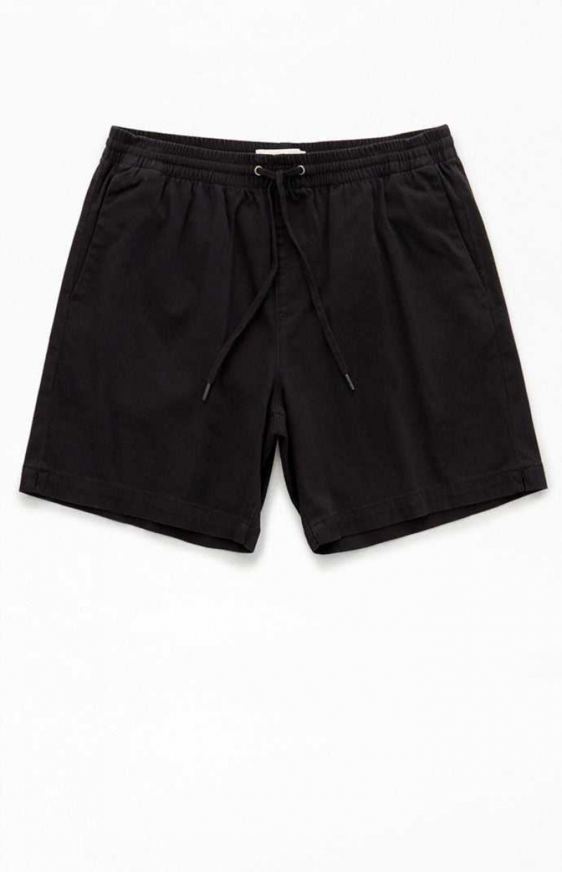 Short PacSun Black Twill Volley Hombre Negras | XJIUF8140