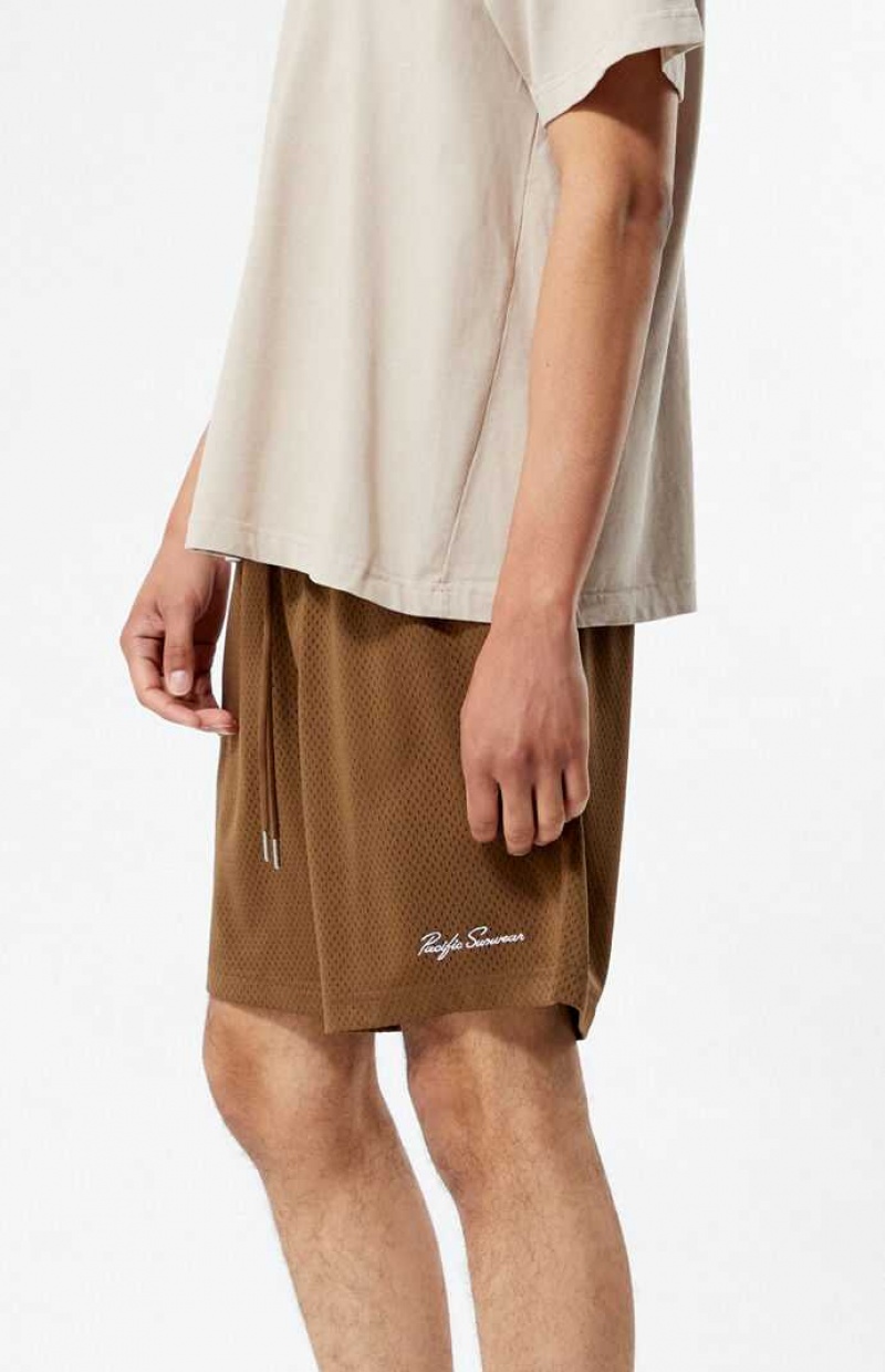 Short PacSun Brown Mesh Basketball Hombre Marrones | FWCIT5296