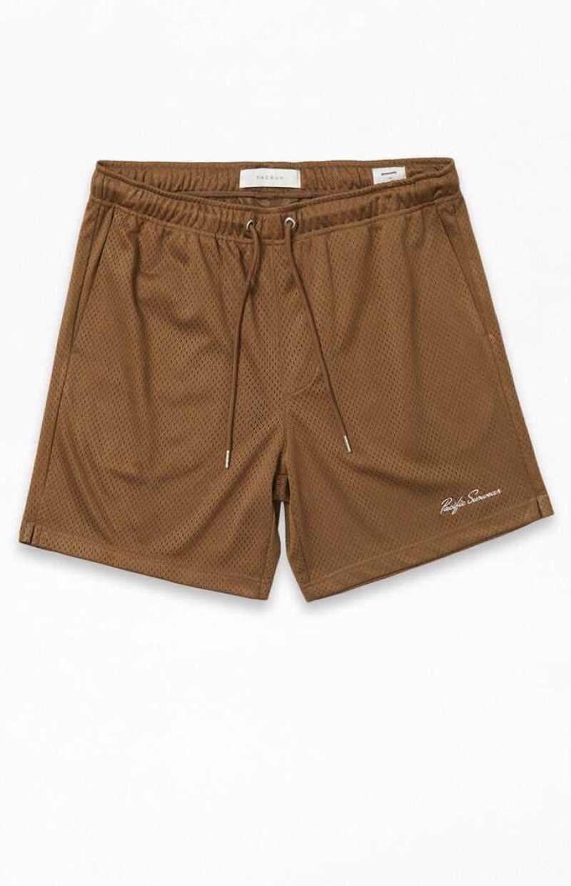 Short PacSun Brown Mesh Basketball Hombre Marrones | FWCIT5296