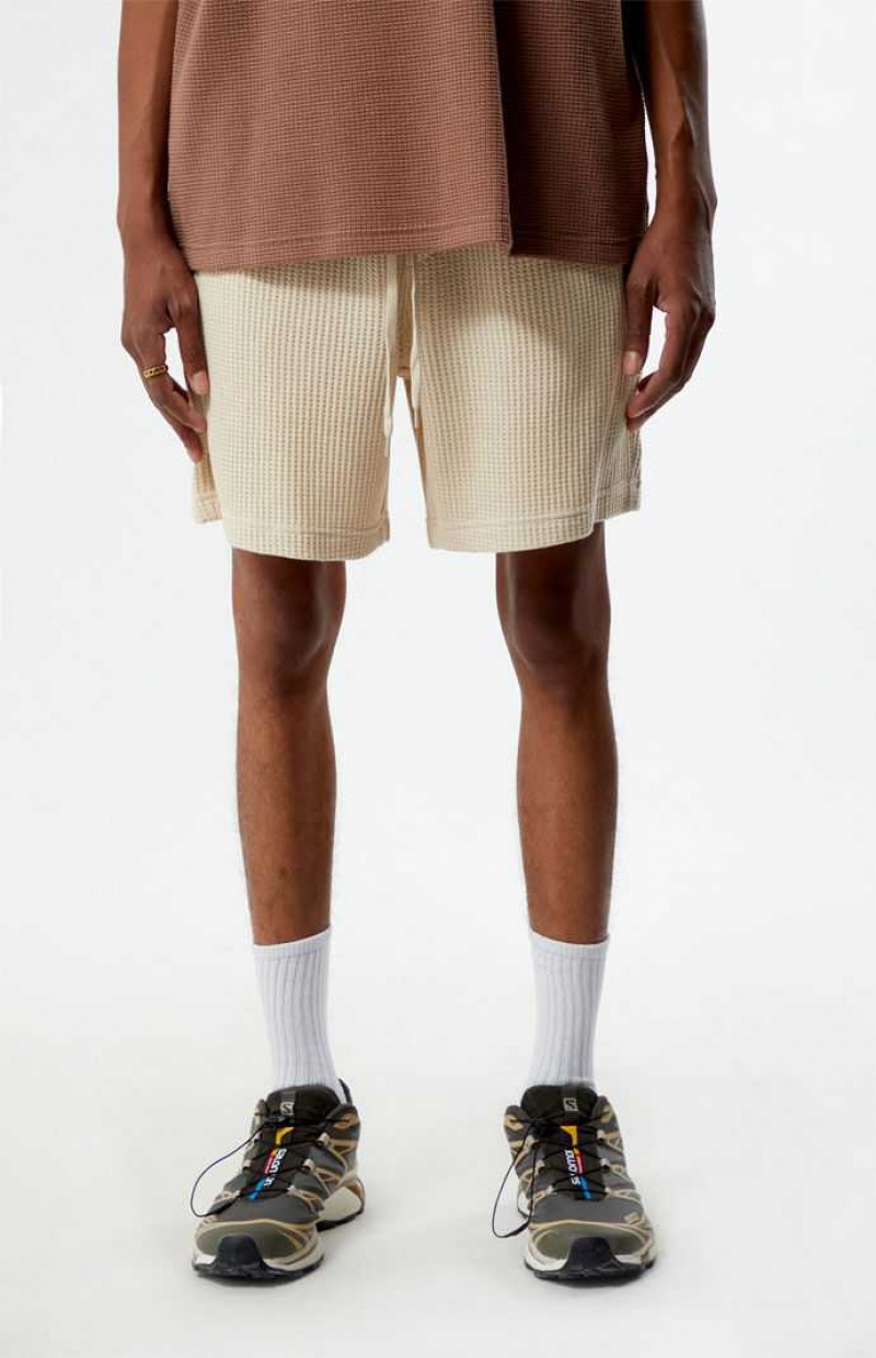 Short PacSun Cream Waffle Knit Volley Hombre Creme | VFNXR3967