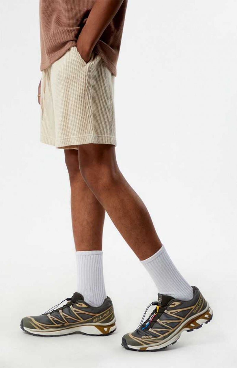 Short PacSun Cream Waffle Knit Volley Hombre Creme | VFNXR3967