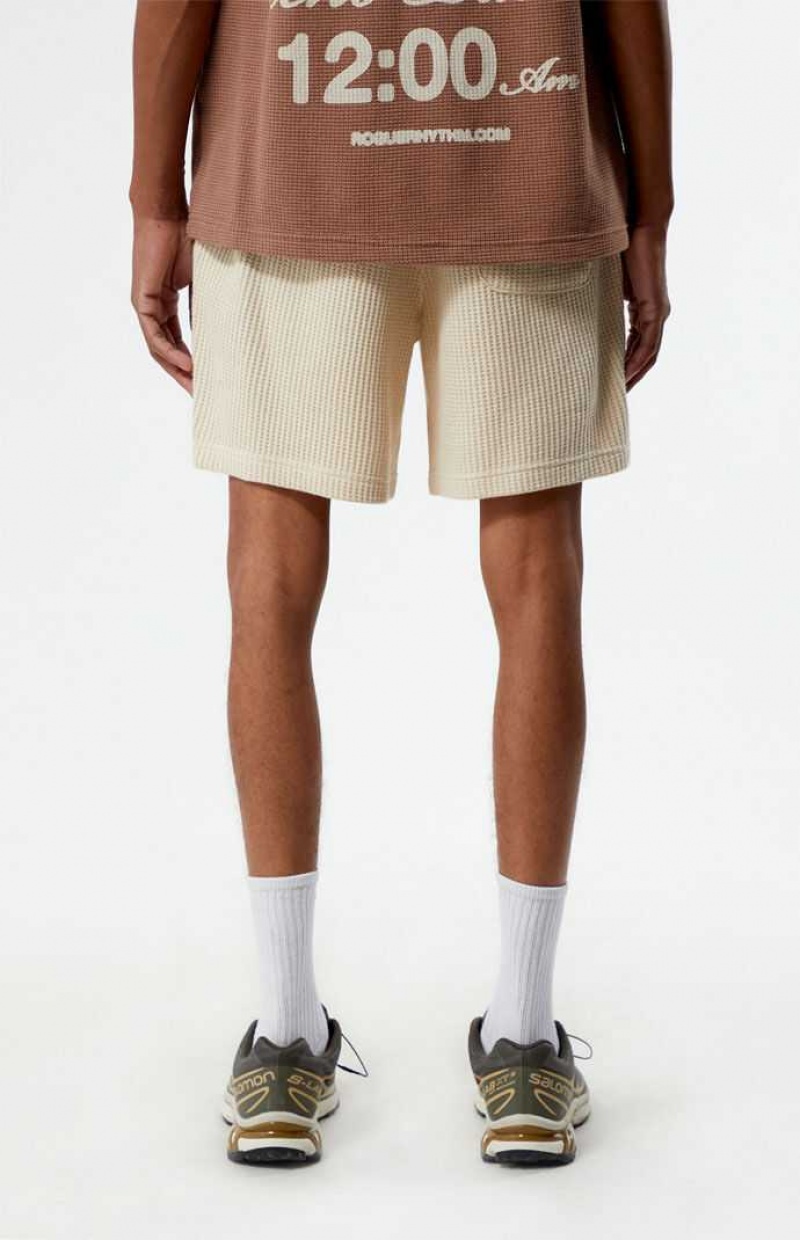 Short PacSun Cream Waffle Knit Volley Hombre Creme | VFNXR3967