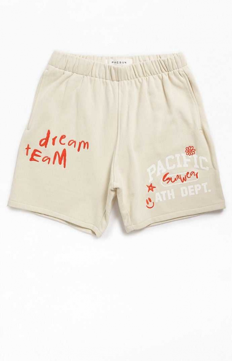 Short PacSun Dream Team Sweat Hombre Beige | KABME2860