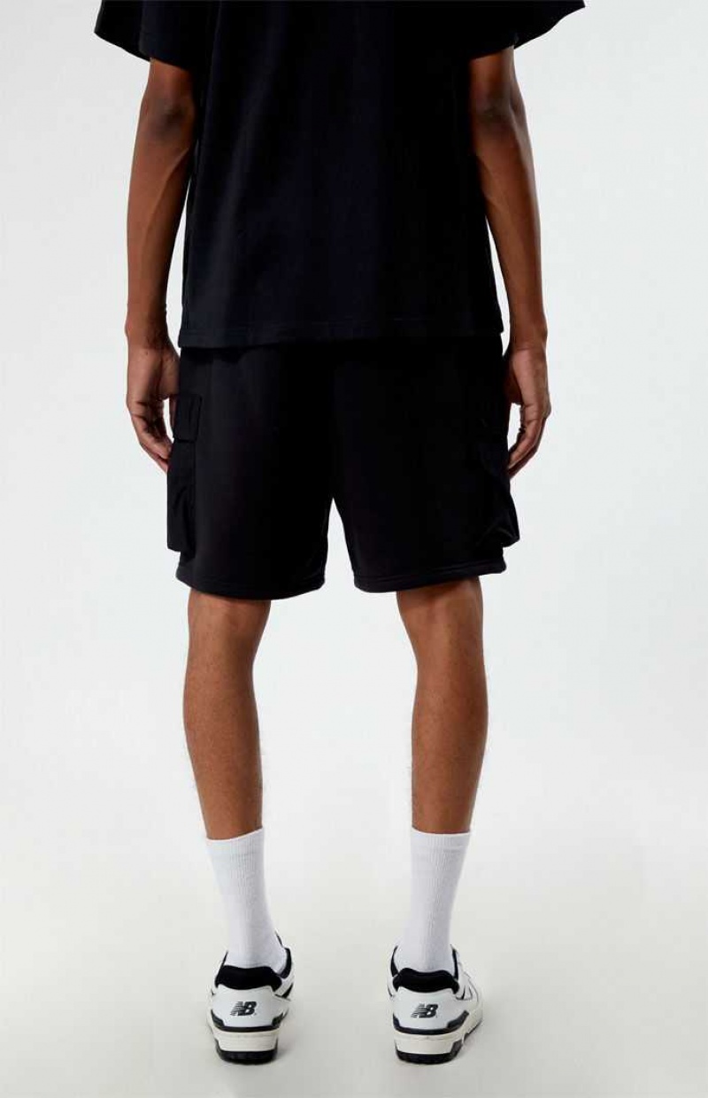 Short PacSun Fleece Black Cargo Hombre Negras | OIVKR3180