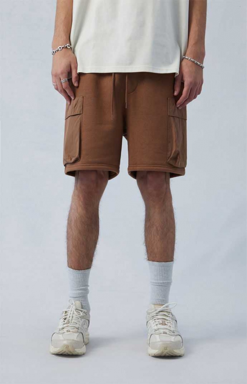 Short PacSun Fleece Brown Cargo Sweat Hombre Marrones | VUJLY5420