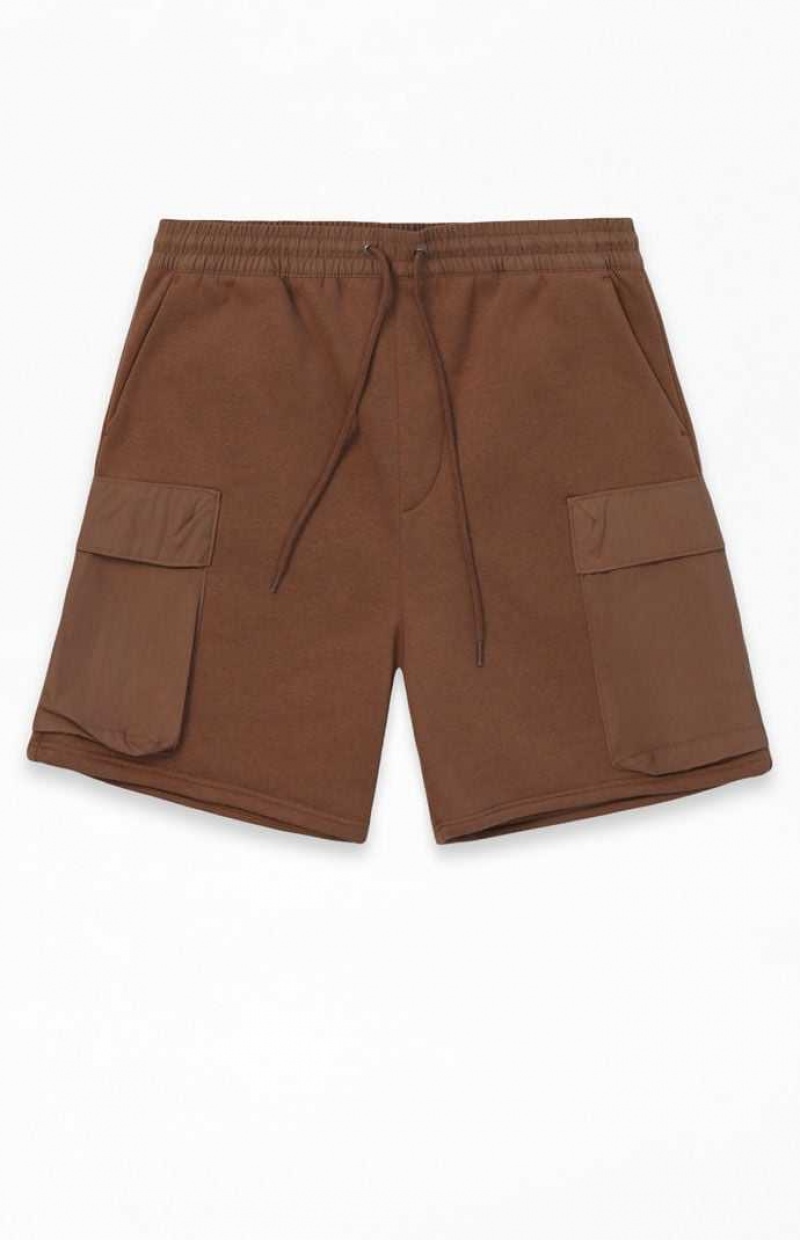 Short PacSun Fleece Brown Cargo Sweat Hombre Marrones | VUJLY5420