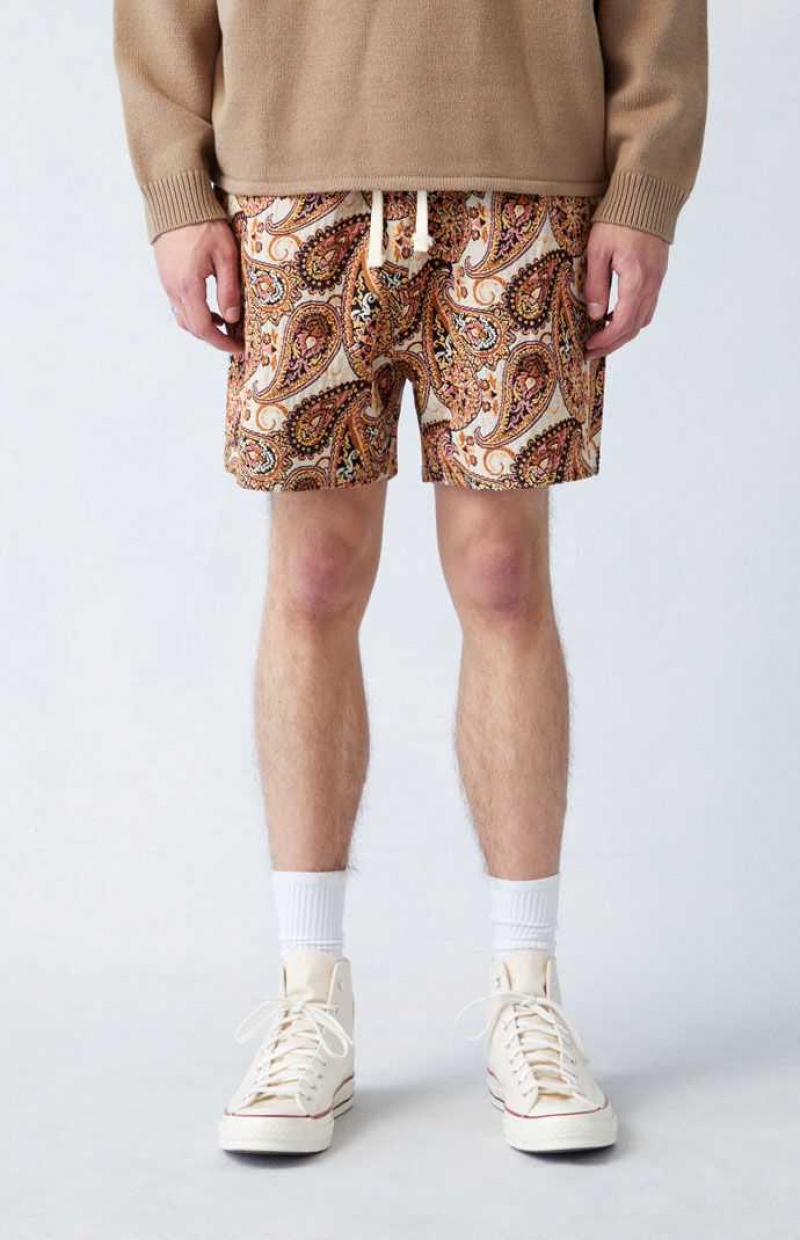 Short PacSun Paisley Tapestry Hombre Marrones | APLKX7204