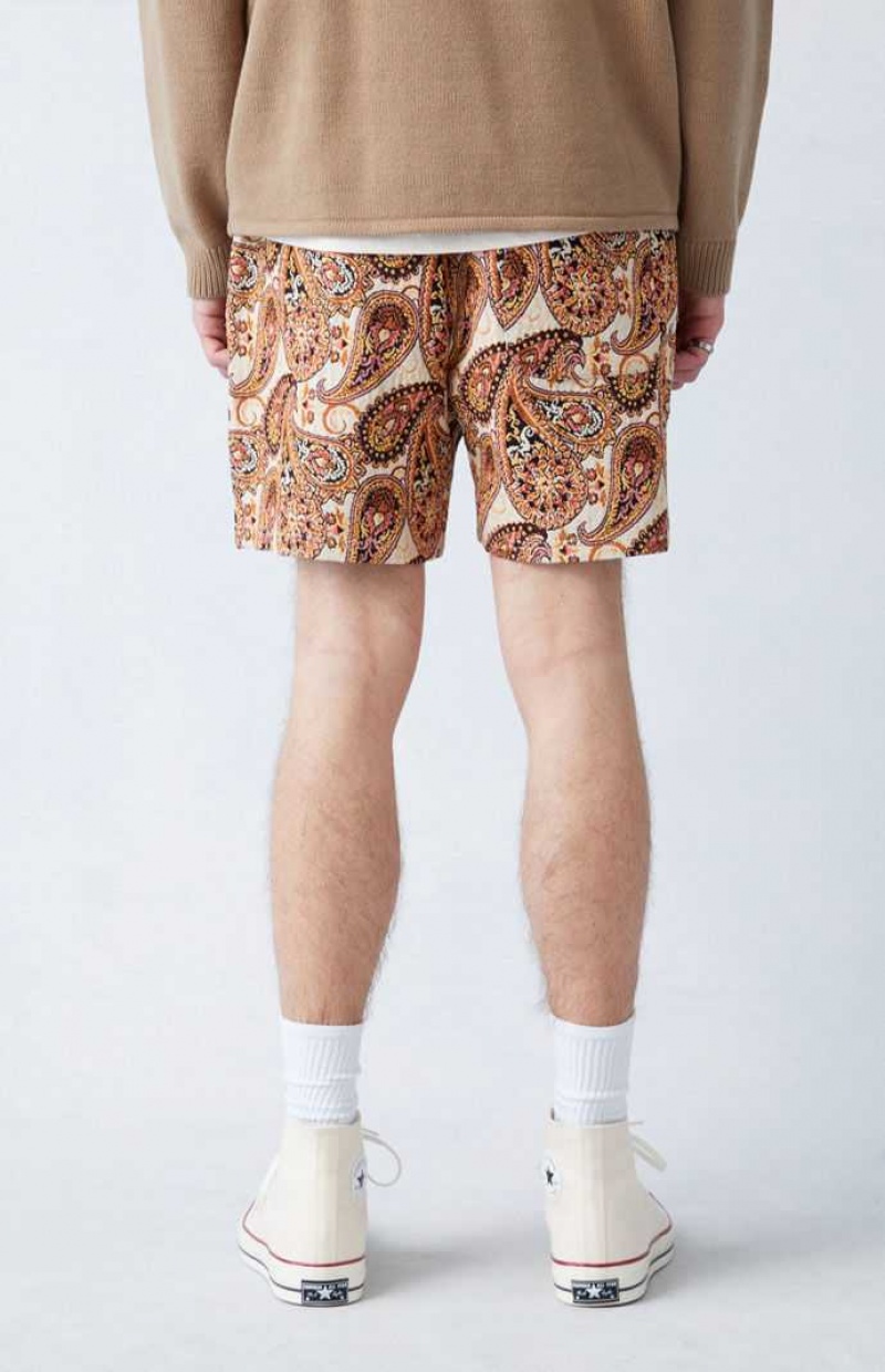 Short PacSun Paisley Tapestry Hombre Marrones | APLKX7204