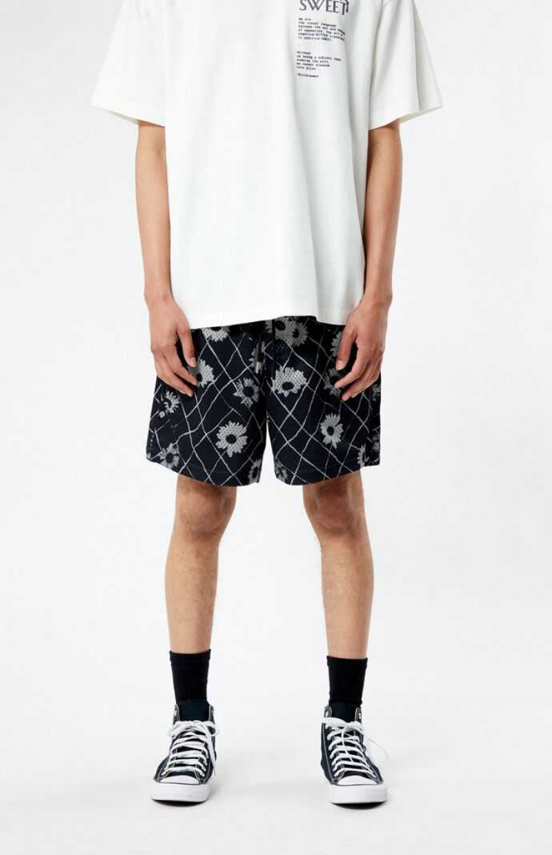 Short PacSun Printed Mesh Basketball Hombre Negras | WVJUH4596