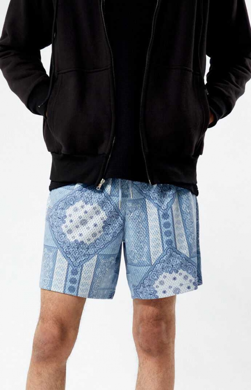 Short PacSun Printed Mesh Basketball Hombre Azules | KIDCQ0396