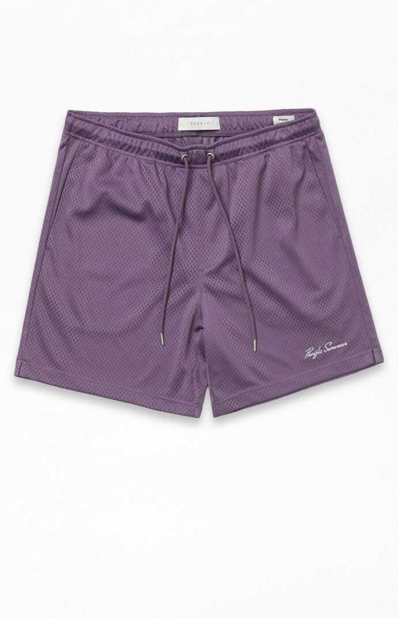 Short PacSun Purple Mesh Basketball Hombre Moradas | GHUDY0478