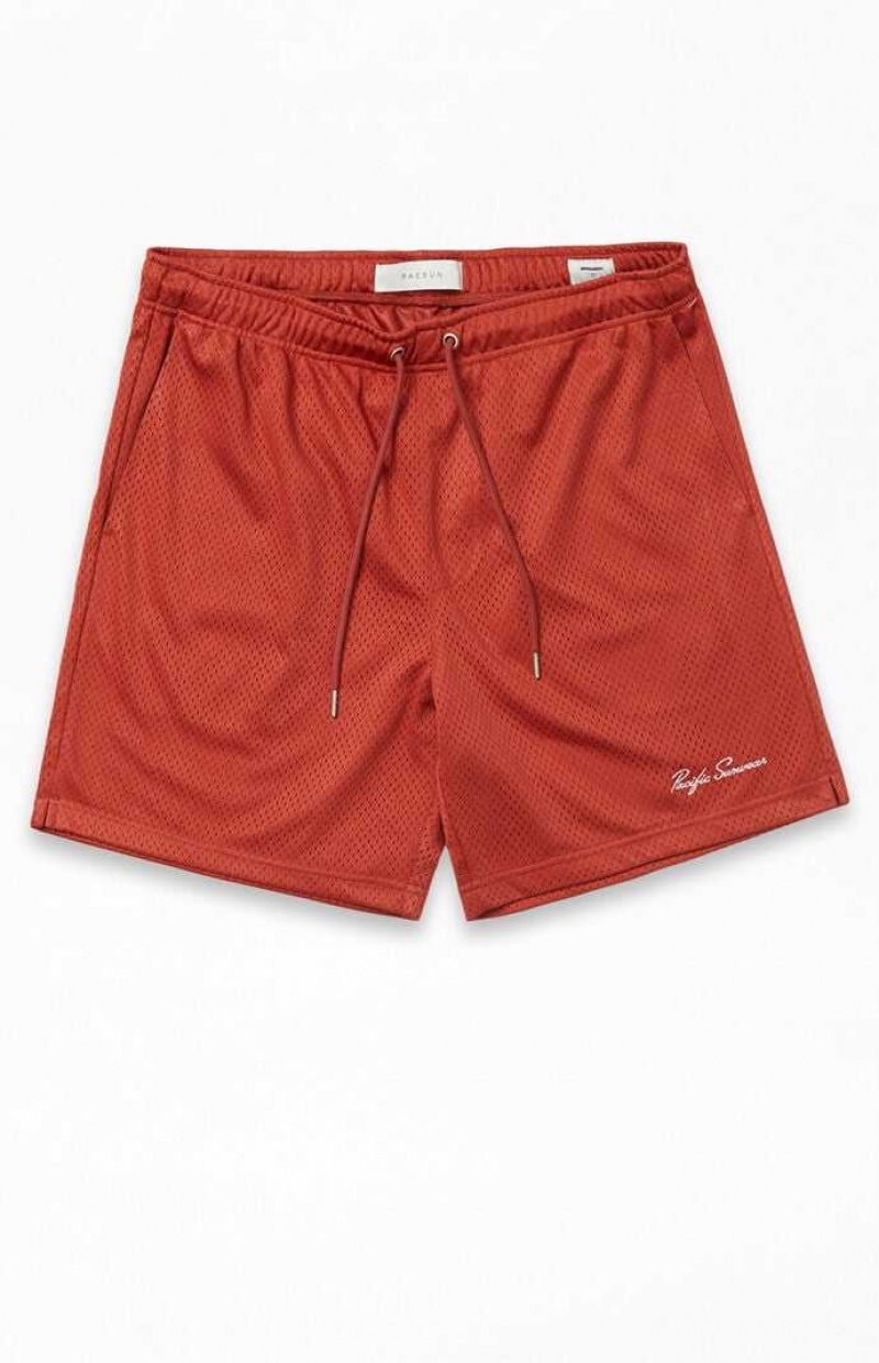 Short PacSun Red Mesh Basketball Hombre Rojas | IGBZP6893