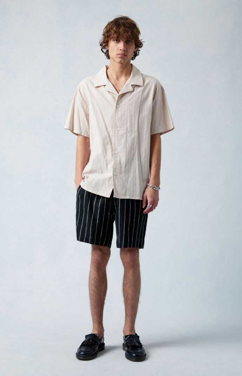 Short PacSun Russel Linen Volley Hombre Negras | JBCOX7089