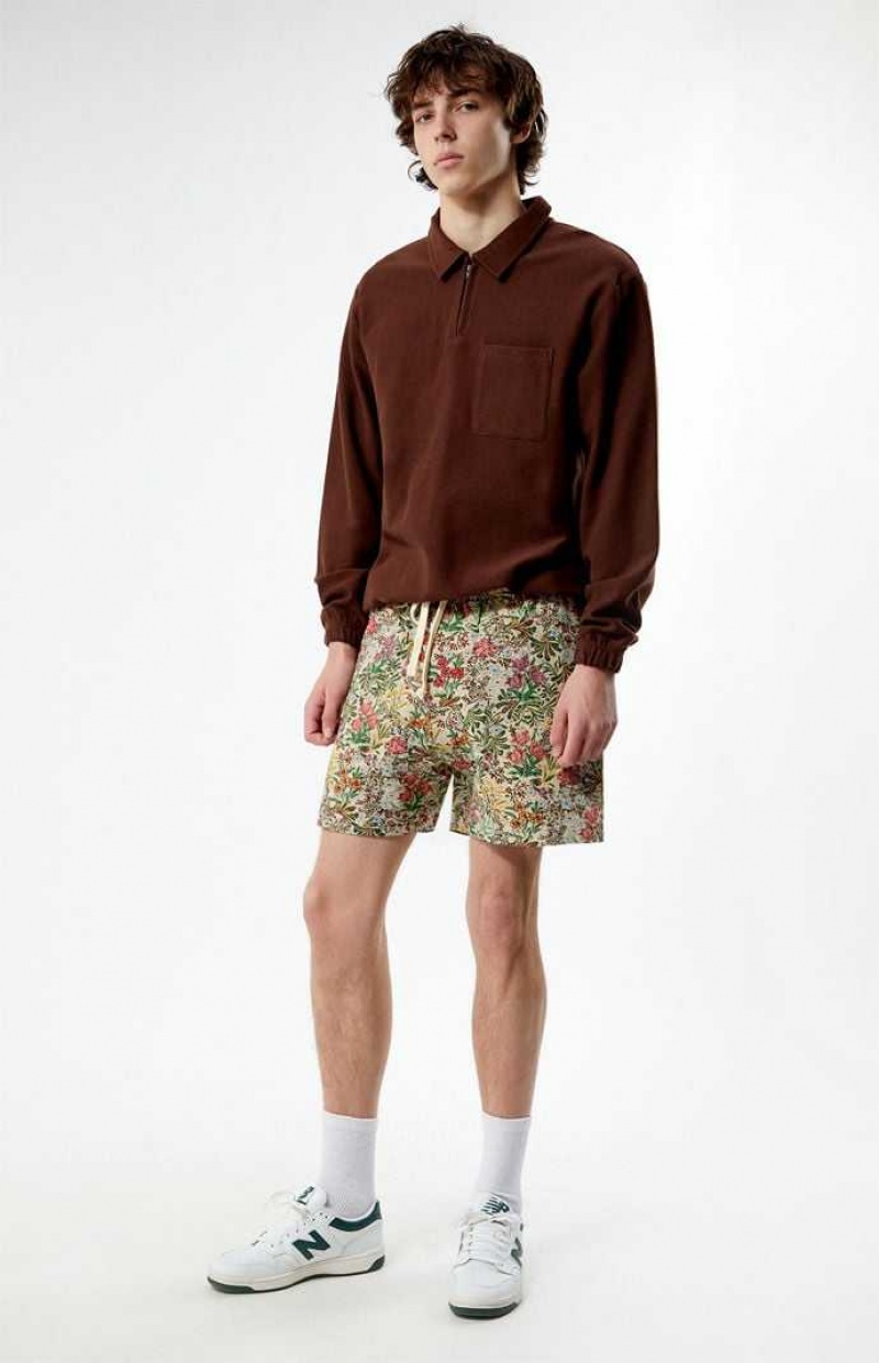 Short PacSun Tan Floral Tapestry Hombre Marrones | IVQLE4350