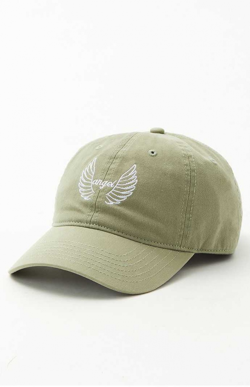 Sombrero PacSun Angel Wings Strapback Dad Mujer Verde Oliva | JYPCM4580