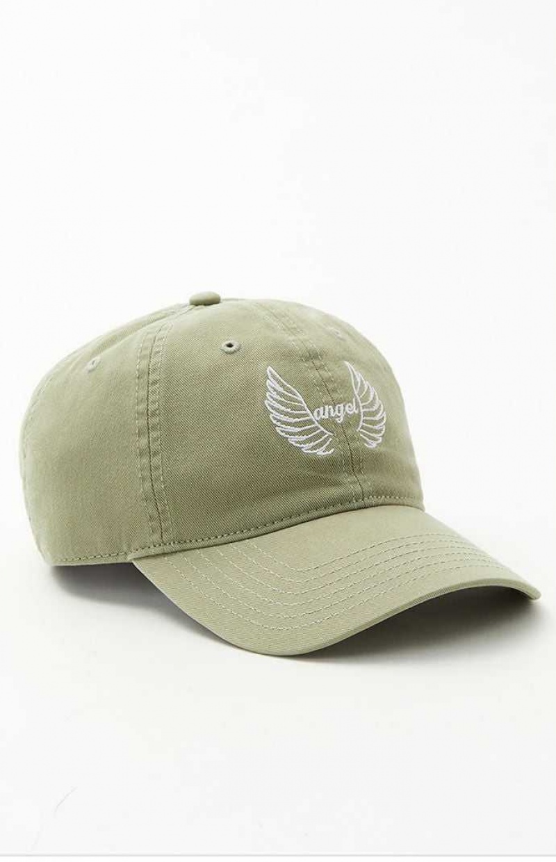 Sombrero PacSun Angel Wings Strapback Dad Mujer Verde Oliva | JYPCM4580