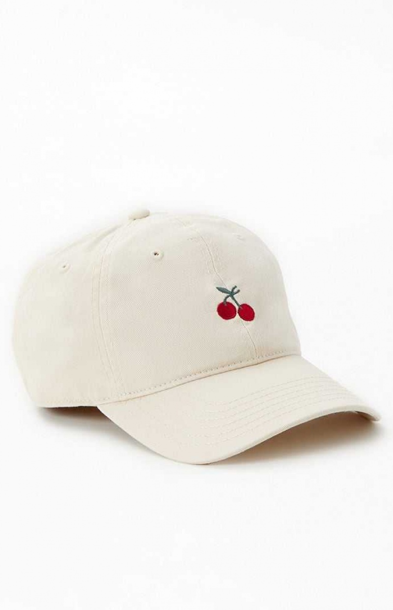 Sombrero PacSun Cherry Dad Mujer Creme | ZRUXJ6013