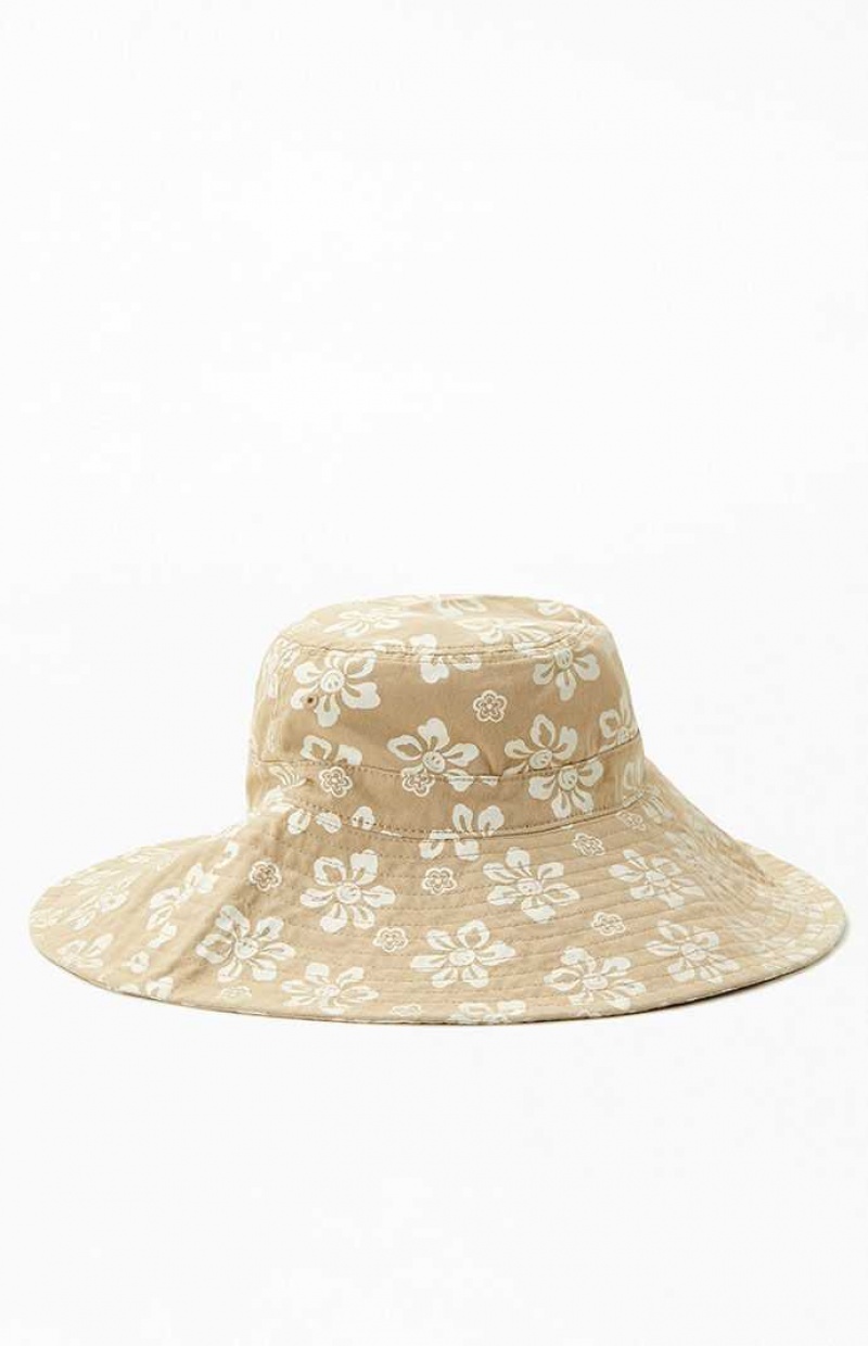 Sombrero PacSun Hawaiian Smiley Bucket Mujer Beige | YQKDR6389