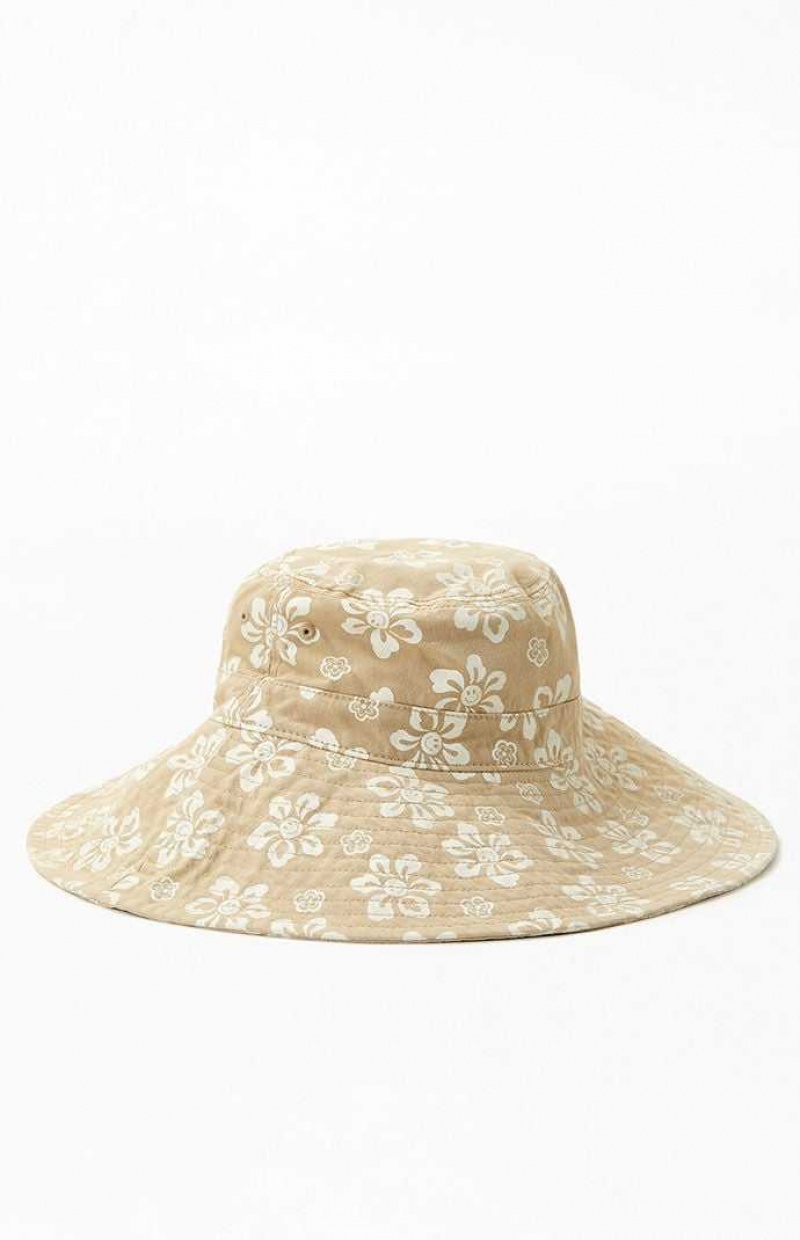 Sombrero PacSun Hawaiian Smiley Bucket Mujer Beige | YQKDR6389