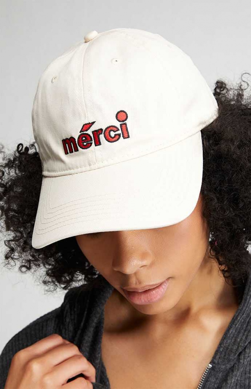 Sombrero PacSun Merci Dad Mujer Creme | USIDJ1509