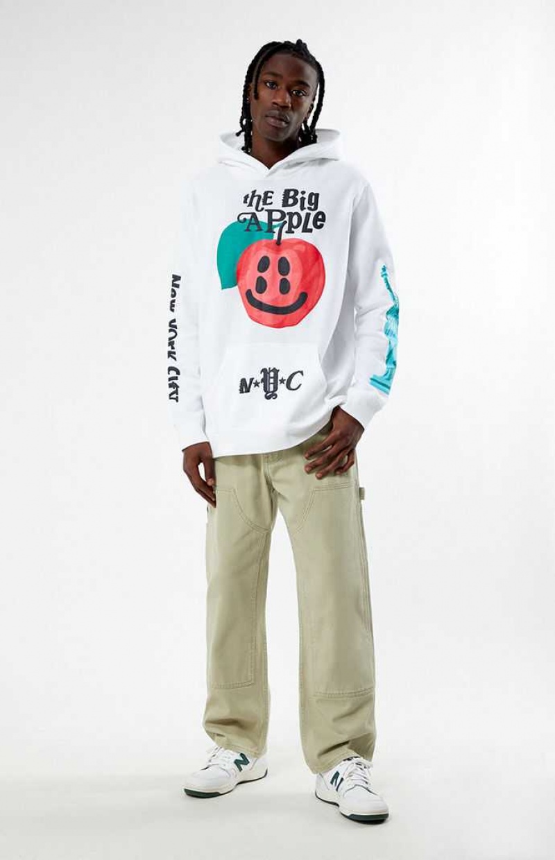 Sudadera con Capucha PacSun Big Apple Puff Hombre Blancas | KGDFM8314