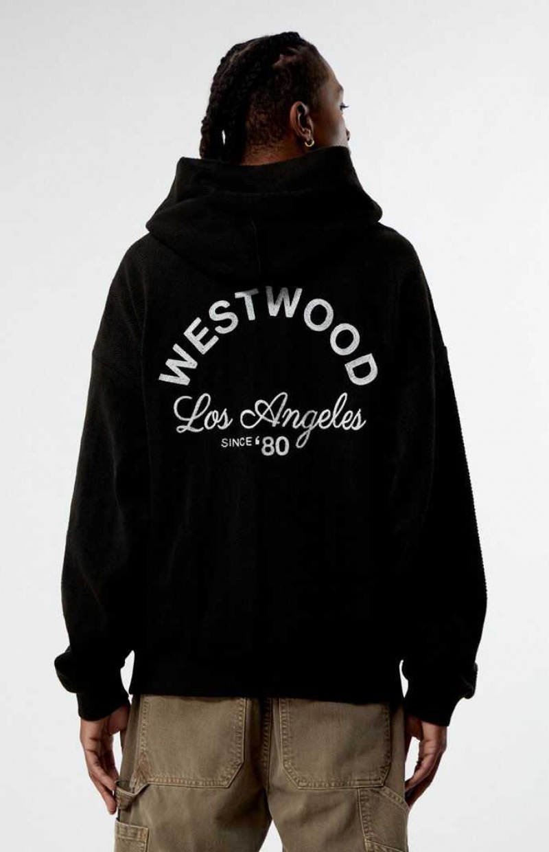 Sudadera con Capucha PacSun Black Westwood Herringbone Hombre Negras | KNUJQ6793