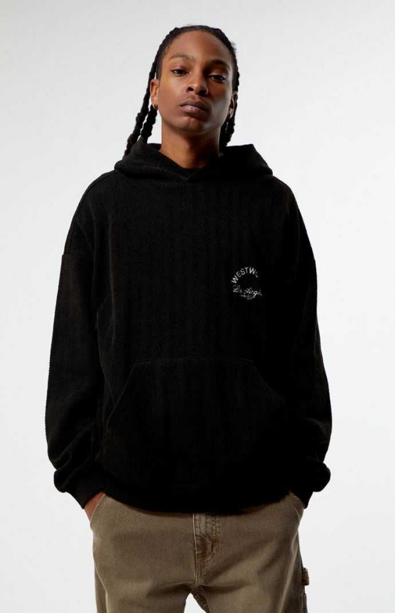 Sudadera con Capucha PacSun Black Westwood Herringbone Hombre Negras | KNUJQ6793