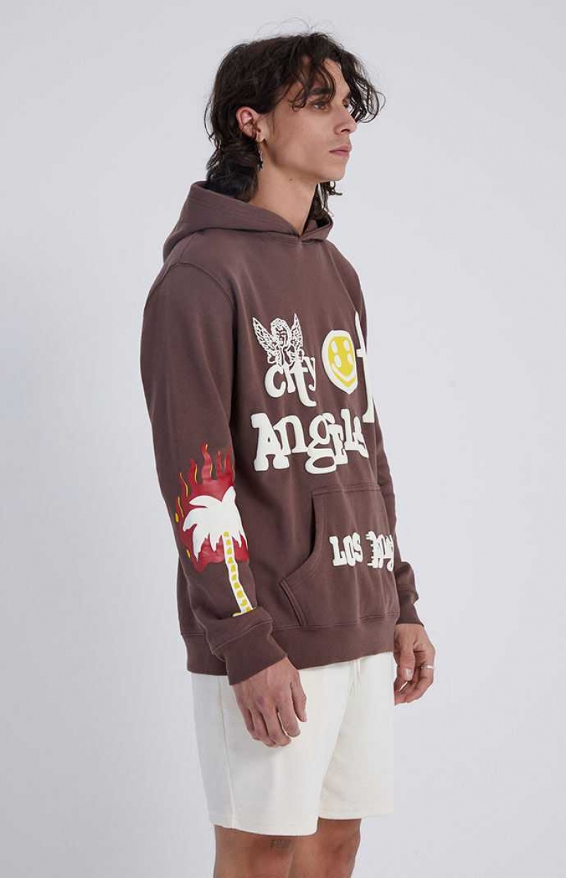 Sudadera con Capucha PacSun City Of Angels Hombre Marrones | WOHDC4601