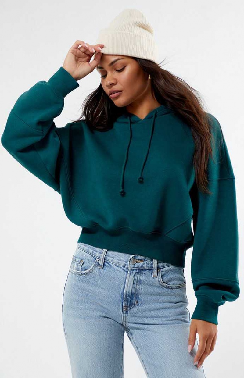 Sudadera con Capucha PacSun Classic Cropped Mujer Verde | JDTXG5807