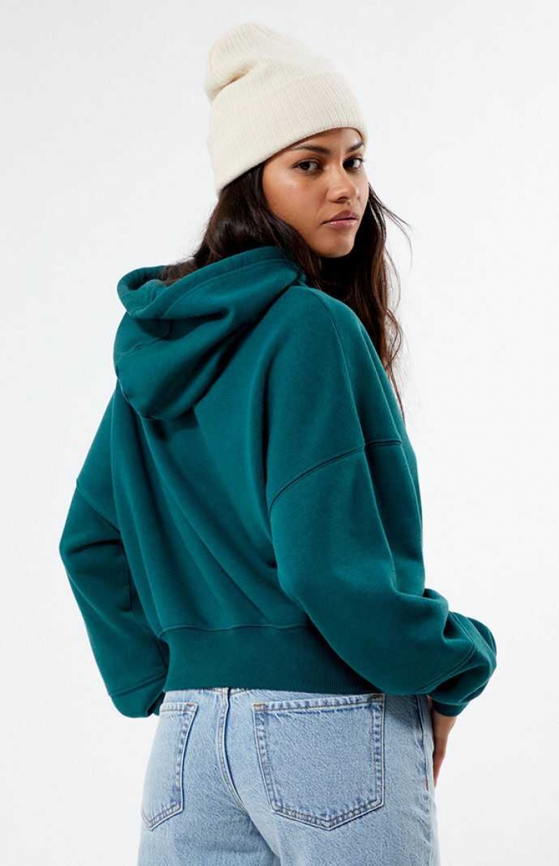 Sudadera con Capucha PacSun Classic Cropped Mujer Verde | JDTXG5807