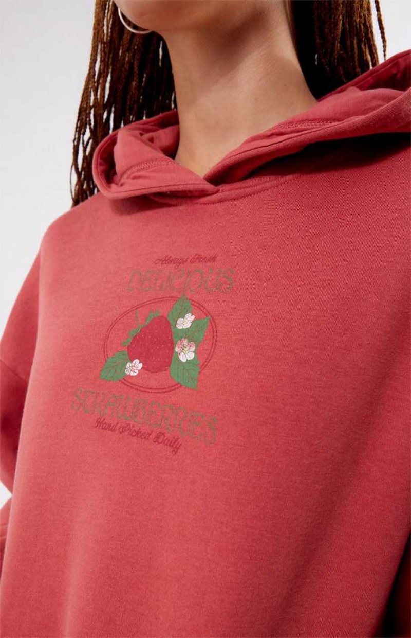 Sudadera con Capucha PacSun Delicious Strawberries Mujer Burdeos | MKEPL4951