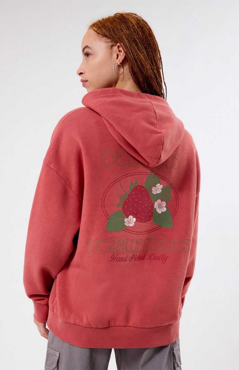 Sudadera con Capucha PacSun Delicious Strawberries Mujer Burdeos | MKEPL4951