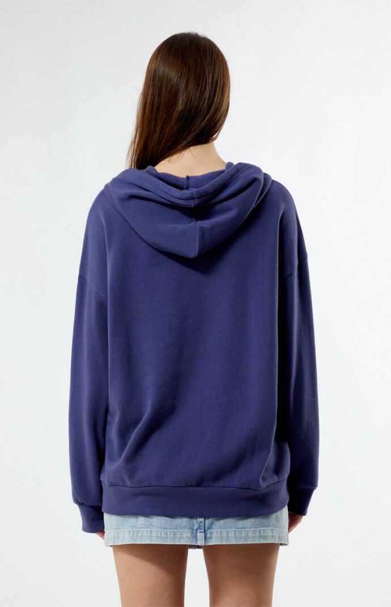 Sudadera con Capucha PacSun Denim Number Patch Mujer Azules | BIUXD0458