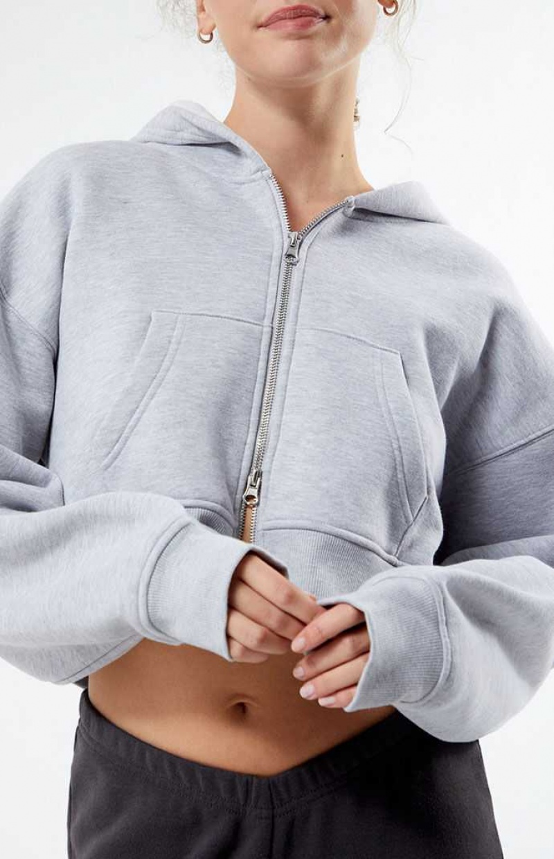 Sudadera con Capucha PacSun Double Full Zip Mujer Gris | IRUCX8120