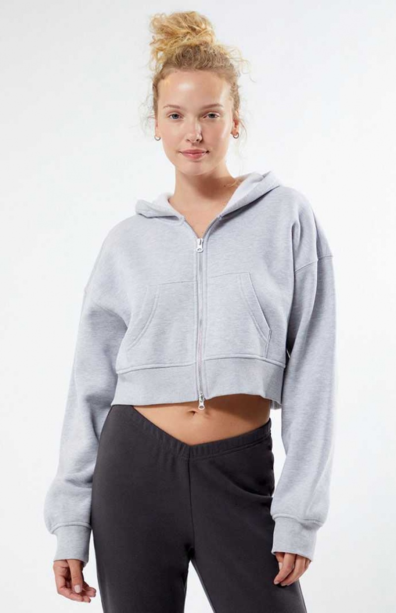 Sudadera con Capucha PacSun Double Full Zip Mujer Gris | IRUCX8120