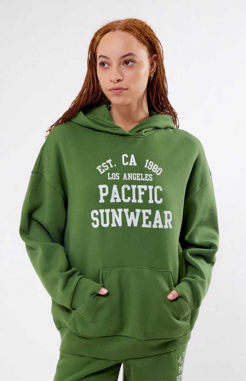 Sudadera con Capucha PacSun Est. CA 1980 Pacific Sunwear Oversized Mujer Verde | YDEGK1406