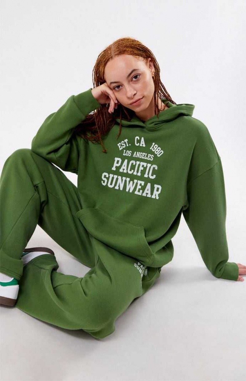 Sudadera con Capucha PacSun Est. CA 1980 Pacific Sunwear Oversized Mujer Verde | YDEGK1406