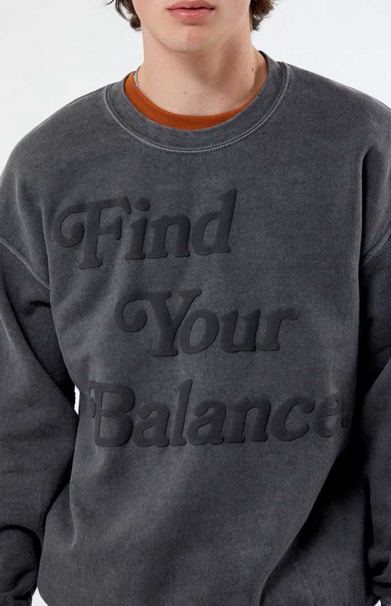 Sudadera con Capucha PacSun Find Your Balance Vintage Crew Neck Hombre Negras | WJBQD0892